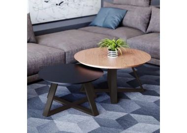 זוג שולחנות לסלון דגם נפטון גוון אלון משולב