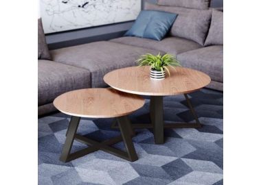 זוג שולחנות לסלון דגם נפטון גוון אלון