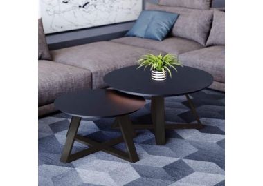 זוג שולחנות לסלון דגם נפטון גוון שחור