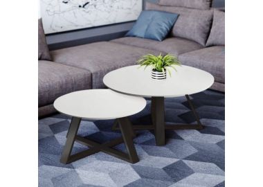 זוג שולחנות לסלון דגם נפטון גוון שלג