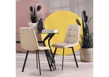 כסא פינת אוכל בז' דמוי עור דגם SAROTO