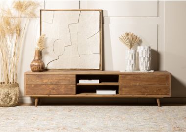 מזנון עץ אורן טבעי 200 ס"מ דגם פליין