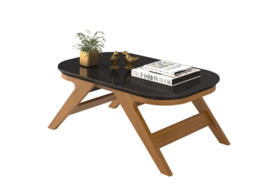 שולחן סלון בגוון שחור בשילוב אלון דגם רוזן