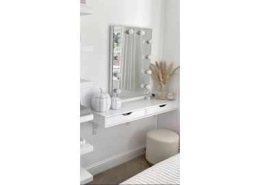 שידת איפור+2 מגירות בגוון לבן