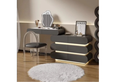 פינת איפור מפוארת כולל מראה וכסא דגם גיל בגוון שחור