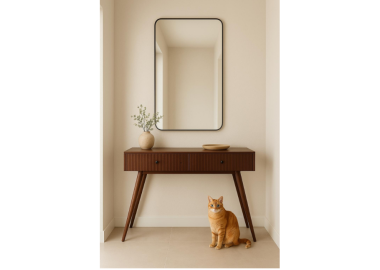 קונסולה מעץ מנגו מלא בגוון כהה