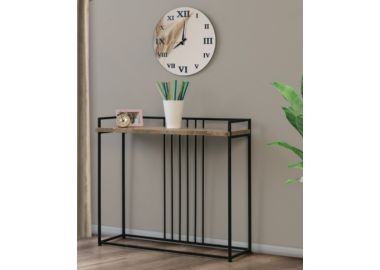 קונסולה מעץ מלא עם מתכת בשחור