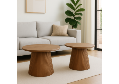 סט שולחנות סלון עץ מנגו טבעי