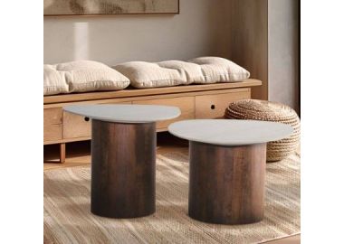 סט 2 שולחנות דגם סידני פלטת שיש בצורת טיפה