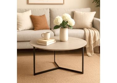 שולחן סלון עגול בגוון עץ בהיר דגם GFJ20-215