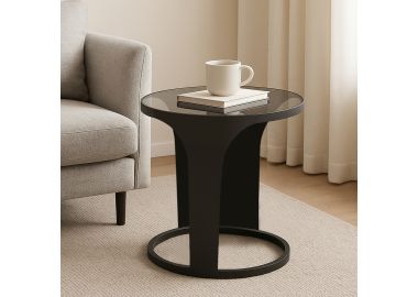 שולחן צד עם משטח זכוכית דגם GFJ24-215