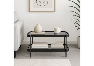 שולחן צד עם 2 מדפים בגוון שחור מט דגם GF24-306