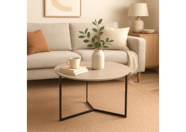 שולחן סלון עגול בגוון עץ אלון בהיר דגם GFJ20-216