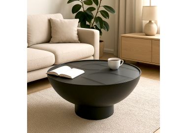 שולחן סלון בעיצוב קערה בגוון שחור מט דגם GF24-066