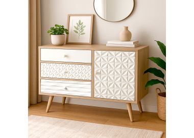 שידה מעוצבת עם 3 מגירות ודלת דגם GF19A031