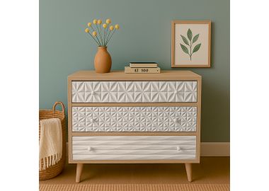 שידת אחסון 3 מגירות בעיצוב טקסטורה דגם GF19A032