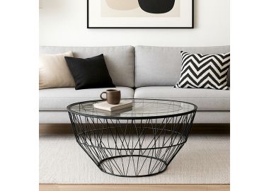 שולחן סלון בעיצוב גיאומטרי בגוון שחור דגם  GFJ15-652