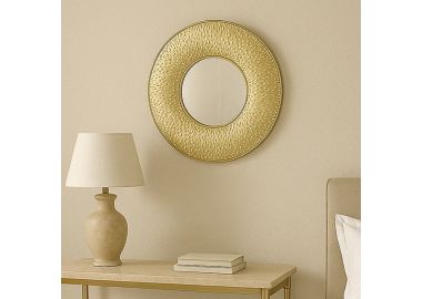 מראת קיר עגולה עם מסגרת בגוון זהב דגם GF68-9724