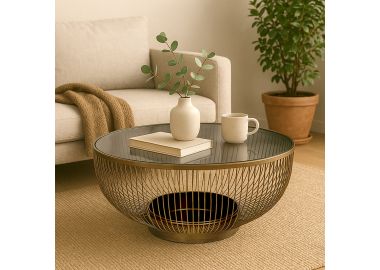 שולחן סלון עגול ממתכת בגוון ברונזה דגם GF24-234