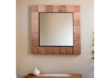 מראת קיר מרובעת עם מסגרת עץ דגם GF249009 
