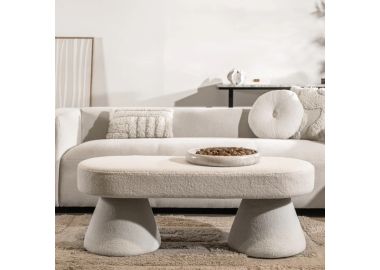 ספסל לוקה מאורך בצבע לבן