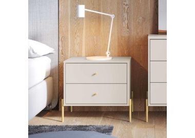 שידת לילה בגוון לבן מבריק פרזול זהב דגם אמבר