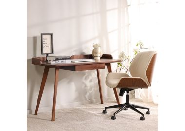 שולחן עבודה 123*56 ס"מ פורניר בגוון אגוז דגם HUSK