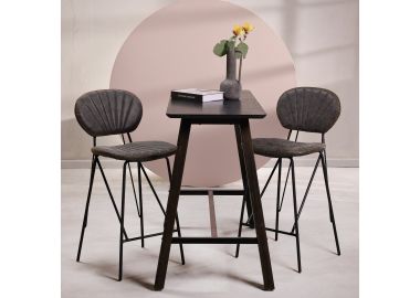 כסא בר דמוי עור אפור משענת גב דגם BODY