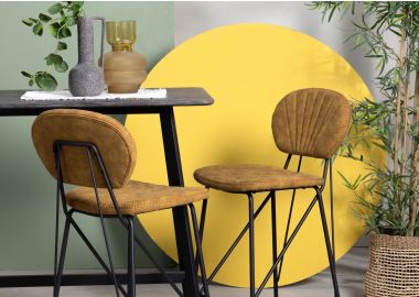 כסא בר דמוי עור חום צהבהב משענת גב דגם BODY