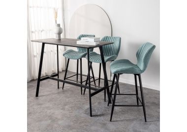 כסא בר טורקיז משענת גב בד פשתן דגם NITO