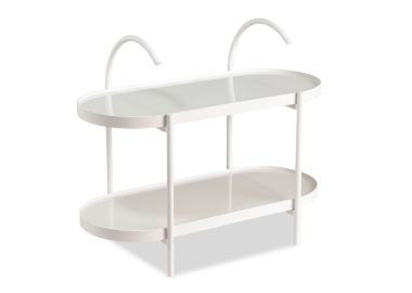 שולחן צד זכוכית משולב מתכת בגוון לבן דגם LENOX