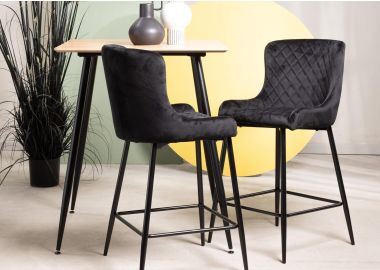 כסא בר שחור בד קטיפה משענת גב דגם APEX