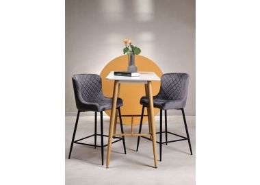 כסא בר אפור בד קטיפה משענת גב דגם APEX