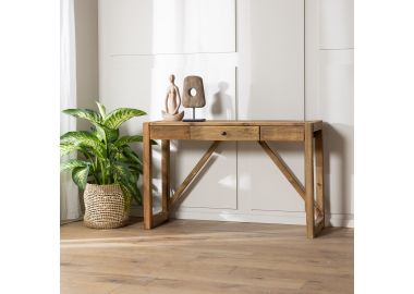 שולחן כתיבה עץ אורן ממוחזר בגוון טבעי 42*120 ס"מ דגם גלייד