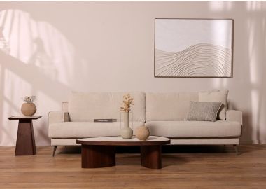 ספה תלת מושבית 265 ס"מ בד בגוון מוקה דגם קולינס