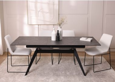 שולחן אוכל נפתח שחור קרמיקה 90*160 דגם ויינס