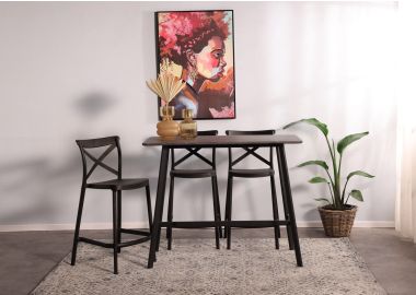 כסא בר שחור משענת גב פלסטיק קשיח דגם XISO