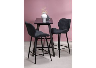 כסא בר שחור משענת גב בד פשתן דגם NITO