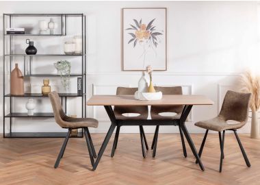 כסא פינת אוכל קאמל מרופד דמוי עור דגם MOBI