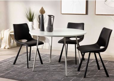 כסא פינת אוכל שחור מרופד דמוי עור דגם MOBI