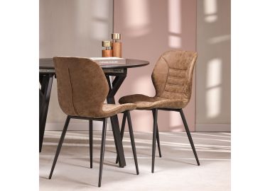 כסא פינת אוכל חום מרופד דמוי עור דגם RANCHER