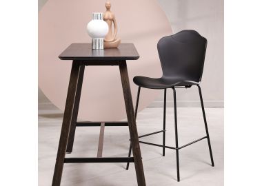 כסא בר שחור פלסטיק קשיח משענת גב דגם FLOW