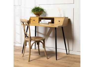 שולחן כתיבה עץ אורן ממוחזר בגוון טבעי 57*100 ס"מ דגם סקולר