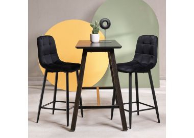 כסא בר שחור בד קטיפה דגם BLOKI