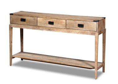 קונסולה עץ מנגו בגוון טבעי אפרפר 140 ס"מ דגם פיט