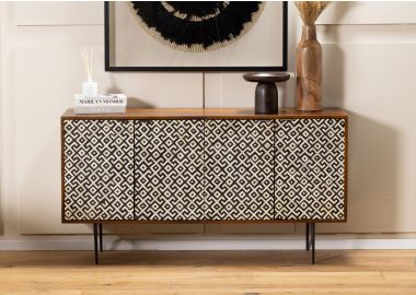 מזנון עץ מנגו משולב דוגמא בגוון שחור 150 ס"מ דגם ארמאני