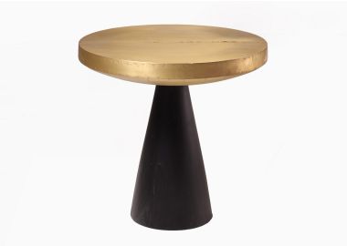 שולחן צד עגול מתכת ועץ בגוון זהב ושחור דגם סהרה