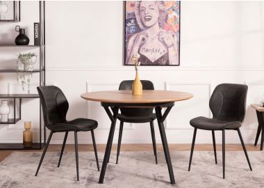 שולחן אוכל קוטר 110 ס"מ בגוון טבעי דגם ARKA