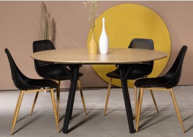 שולחן אוכל נפתח קוטר 110 ס"מ בגוון טבעי דגם +ARKA