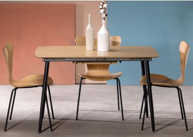 שולחן אוכל נפתח 120*70 ס"מ בגוון טבעי דגם NORD